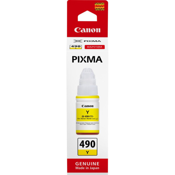 Bouteille d'encre Canon GI-490 Y jaune - Canon d'origine (0666C001AC)