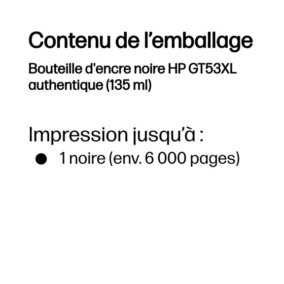 Bouteille d'encre HP GT53XL noir - grande capacité HP d'origine (1VV21AE)