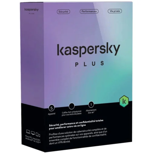 Kaspersky Plus (équivalent à Internet Security) - 5 Postes / 1 an (KL10428BEFS-FFPMAG) - kaspersky - Rightech - le bon choix