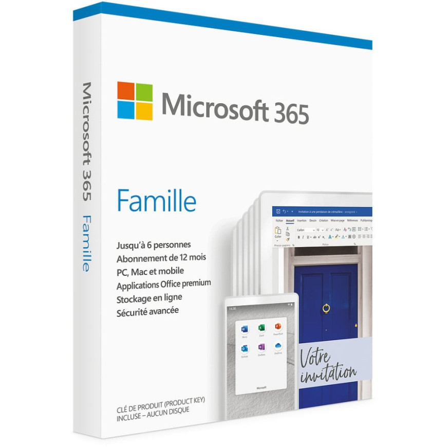 Microsoft Office 365 Famille Français - abonnement 12 mois pour 6 personnes (PC, Mac, iOS et Android)
