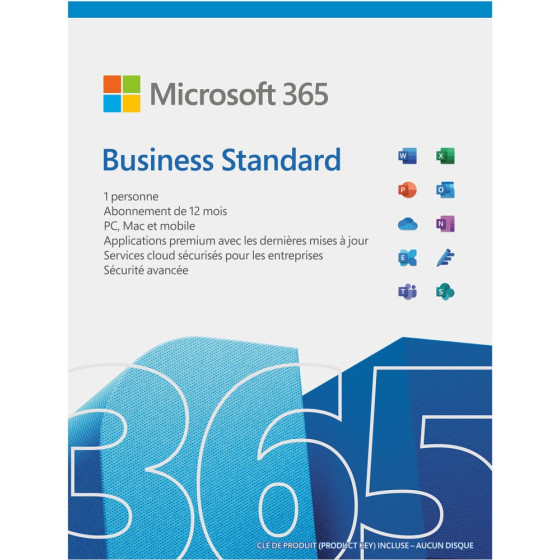 Microsoft 365 Business Standard Français - abonnement 12 mois pour 1 personne (PC, Mac, iOS et Android)