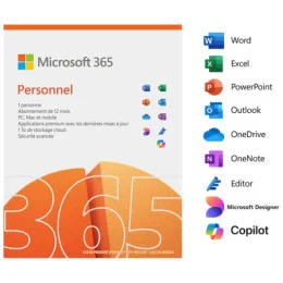 Microsoft 365 Personnel Français avec Copilot intégré - abonnement 12 mois pour 1 personne (PC
