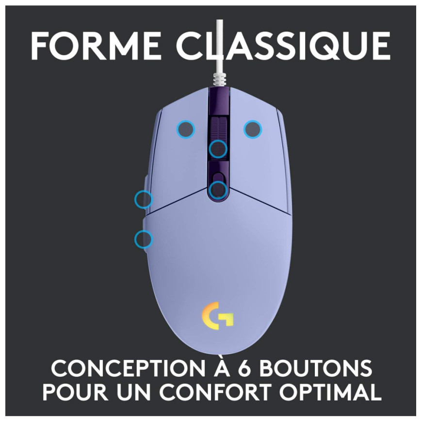 Souris gaming filaire Logitech G102