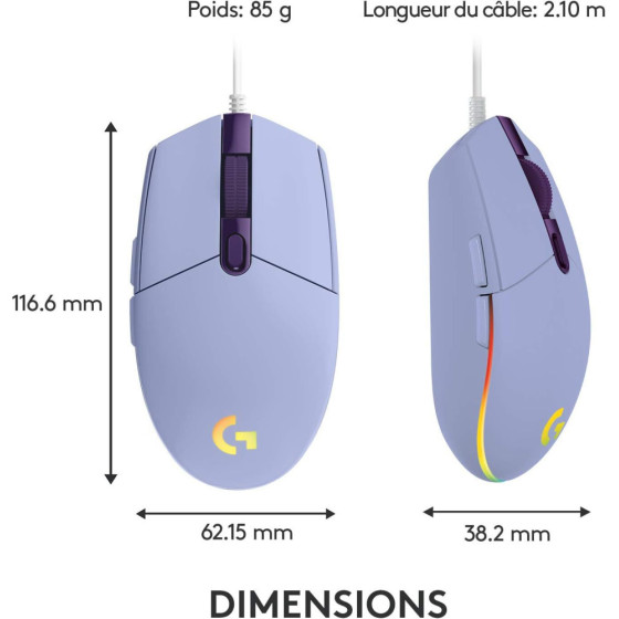 Souris gaming filaire Logitech G102