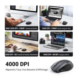  Souris sans fil Ugreen Design Ergonomique 2.4GHz - Noir (90545)