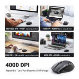Souris sans fil Ugreen Design Ergonomique 2.4GHz - Noir (90545)