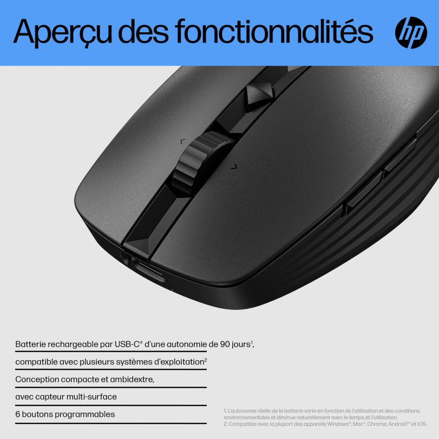 HP Souris silencieuse rechargeable 710 Souris silencieuse rechargeable HP 710 (6E6F2AA)