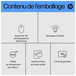  HP Souris silencieuse rechargeable 710 Souris silencieuse rechargeable HP 710 (6E6F2AA)