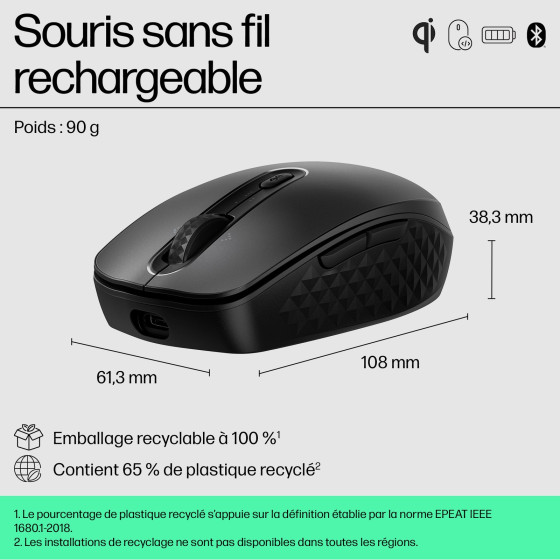 Souris sans fil Bluetooth HP 690 (7M1D4AA)