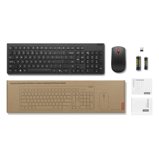 Combiné Lenovo Essential Clavier et Souris sans fil Gen2 - Français (4X31R64464)