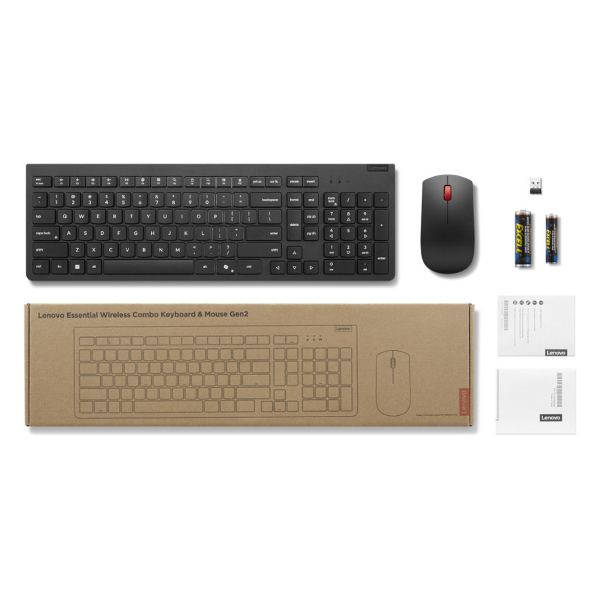 Combiné Lenovo Essential Clavier et Souris sans fil Gen2 - Français (4X31R64464)