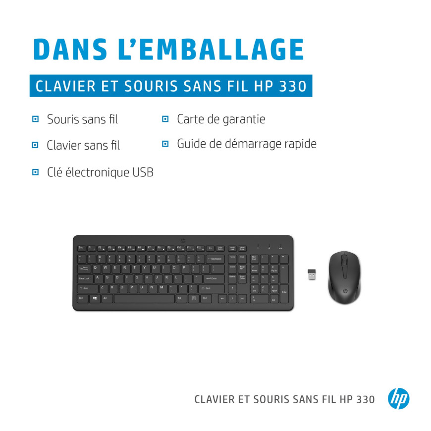 HP Ensemble combiné clavier et souris sans fil 330 - AZERTY (2V9E6AA)