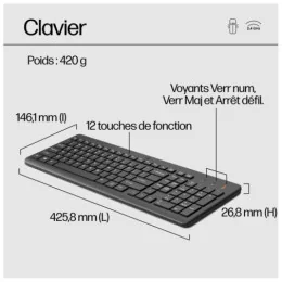  HP Ensemble combiné clavier et souris sans fil 330 - AZERTY  (2V9E6AA)
