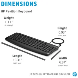  Clavier et souris filaires HP 200 AZERTY (9DF28AA)