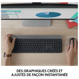  Clavier Bluetooth Multidispositif Logitech Craft - Français (AZERTY) (920-008497)