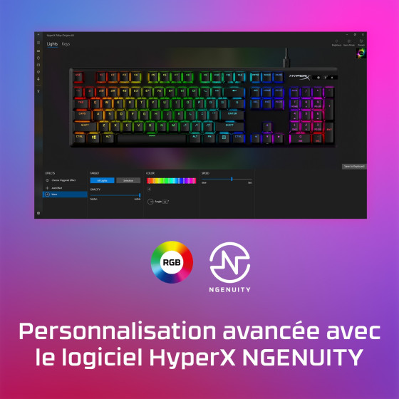 Clavier de jeu mécanique HyperX Alloy Origins PBT HX Rouge - AZERTY (639N3AA)