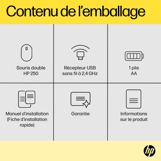 Souris sans fil Bluetooth HP 250 Double mode (6V2J7AA)