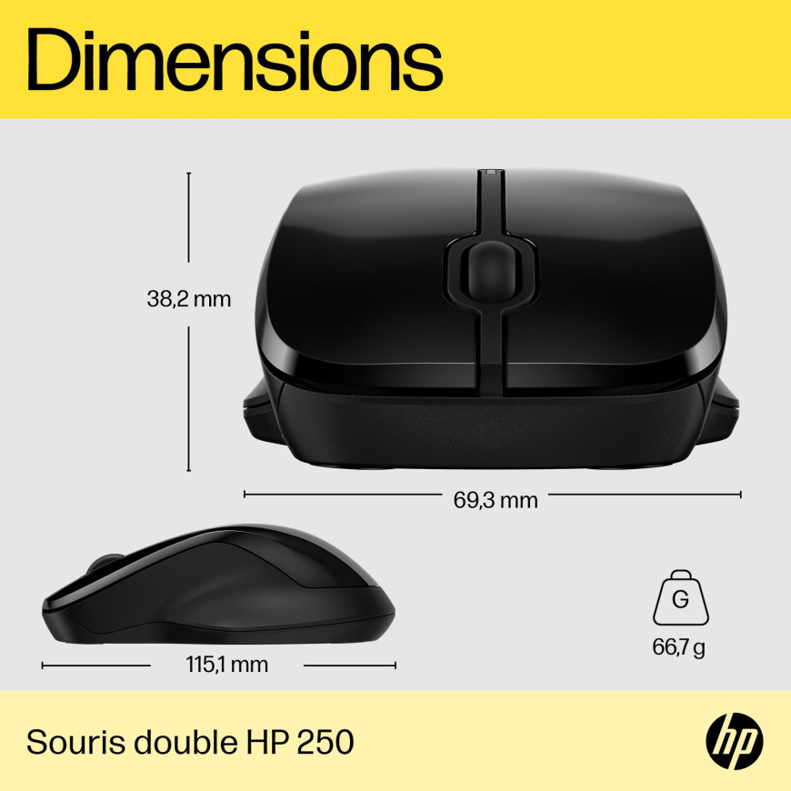 Souris sans fil Bluetooth HP 250 Double mode (6V2J7AA)