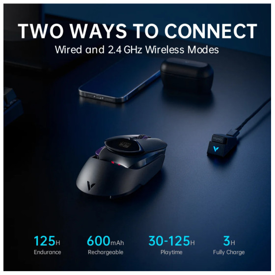 Souris gaming sans fil et avec fil Rapoo VT960PRO