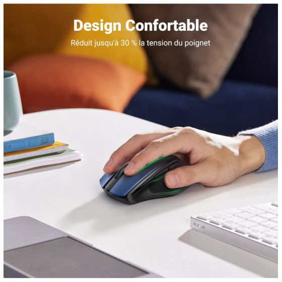 Souris sans fil Ugreen Design Ergonomique 2.4 - Blue (15064)