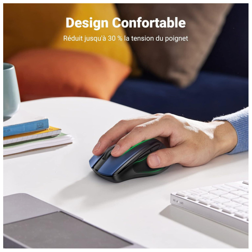 Souris sans fil Ugreen Design Ergonomique 2.4 - Blue (15064)