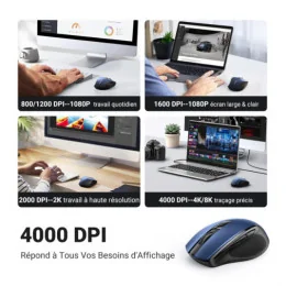  Souris sans fil Ugreen Design Ergonomique 2.4 - Blue (15064)