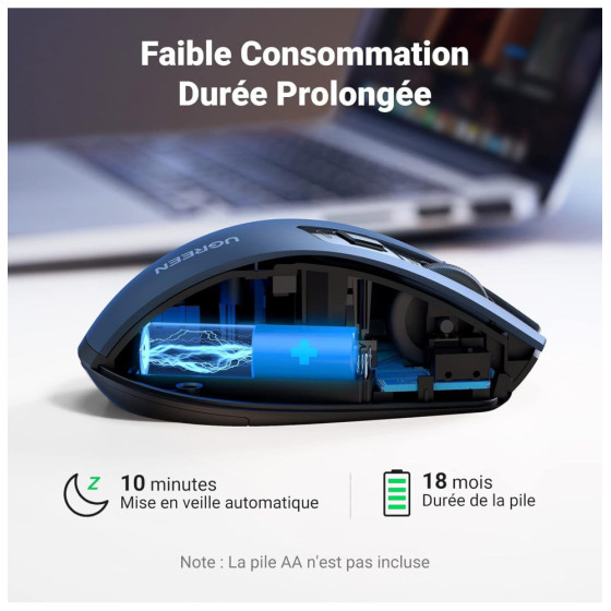 Souris sans fil Ugreen Design Ergonomique 2.4 - Blue (15064)