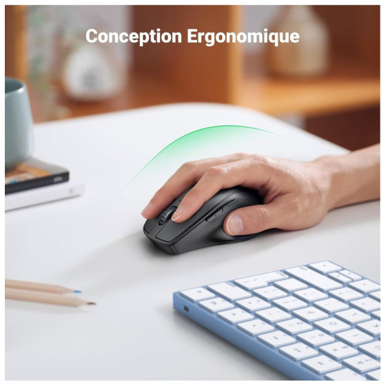Souris sans fil Bluetooth Ugreen Silencieuse Ergonomique 2,4GHz (90395)