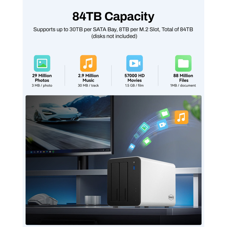 Serveur NAS 2 baies TerraMaster F2-425 Plus (EC-TM-NASD-F2-425P)