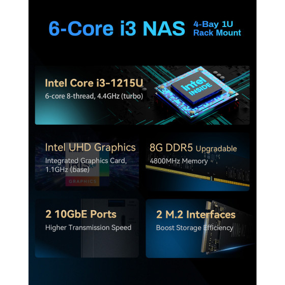 Serveur NAS rackable 1U 4 baies TerraMaster U4-500 (EC-TM-NASR-U4-500)