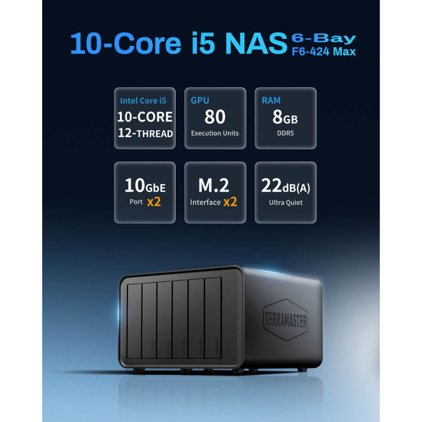 Serveur NAS 6 baies TerraMaster F6-424 Max (EC-TM-NASD-F6-424MAX)