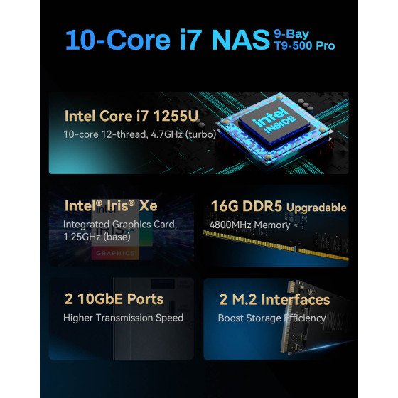 Serveur NAS 9 baies TerraMaster T9-500 Pro (EC-TM-NASD-T9-500PRO)