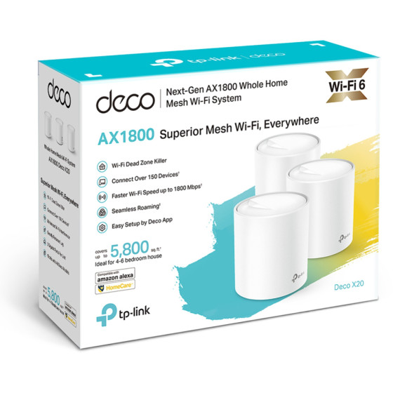 Point d'accès Mesh Tp-link WiFi 6 Deco X20 AX1800 (DECOX20_3-PACK)
