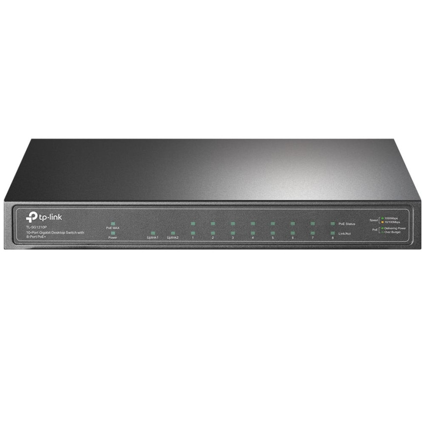 Switch de bureau TP-Link 10 Ports Gigabit avec 8 Ports PoE+ (TL-SG1210P)