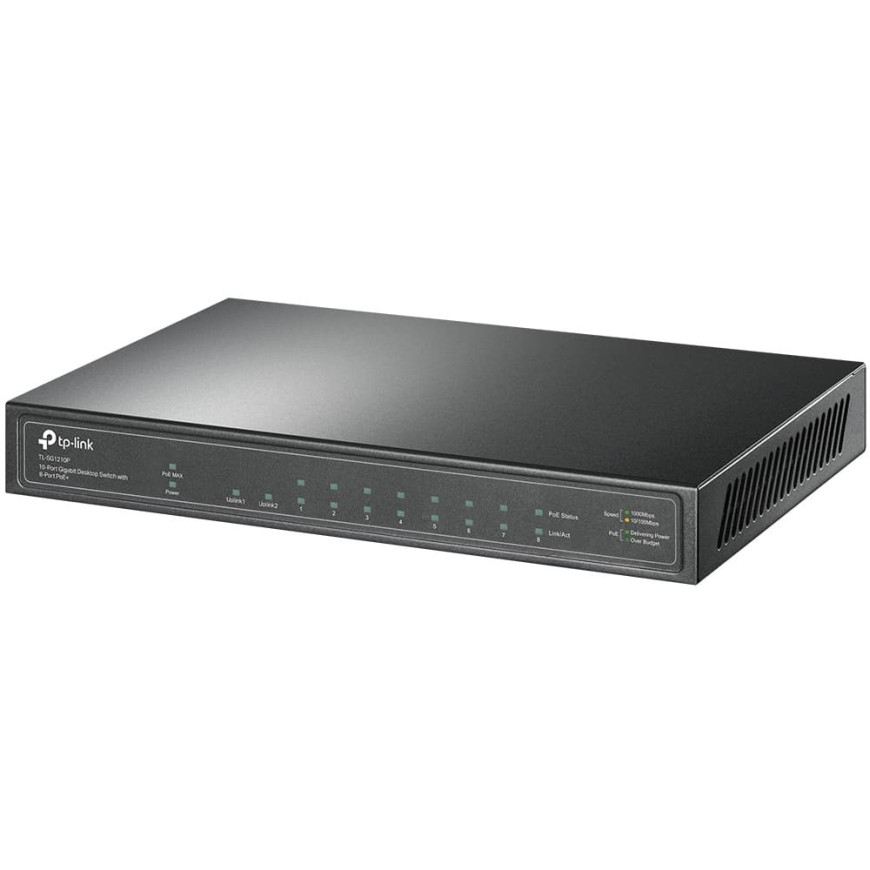 Switch de bureau TP-Link 10 Ports Gigabit avec 8 Ports PoE+ (TL-SG1210P)