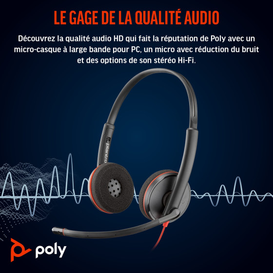Poly Blackwire 3220 Stereo USB-C Headset +USB-C/A Adapter (8X228AA)