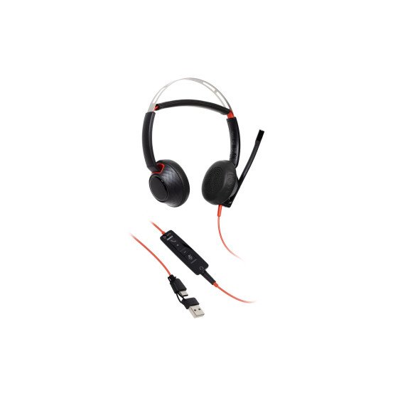 Poly Blackwire 5220 Stereo USB-C Headset +3.5mm Plug +USB-C/A Adapter (8X231AA)