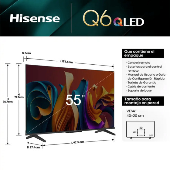 Smart TV HISENSE QLED 4K 55'' 24 Mois (HIS55Q6N)
