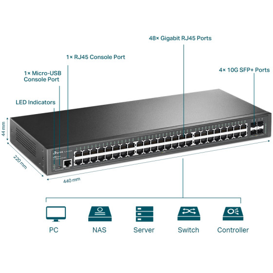 Switch TP-Link JetStream L2+ 48 Ports Gigabit SFP+ (TL-SG3452X)