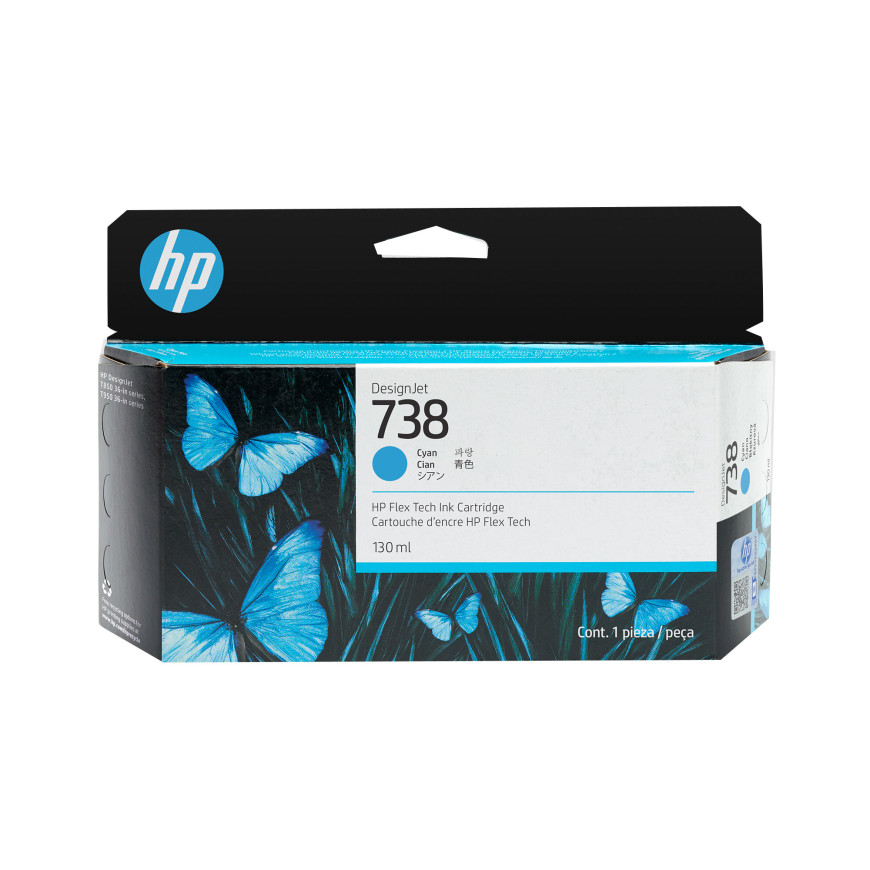 HP 738 130ml Cyan Ink Crtg pour DJ T850 3 Mois (498N5A)