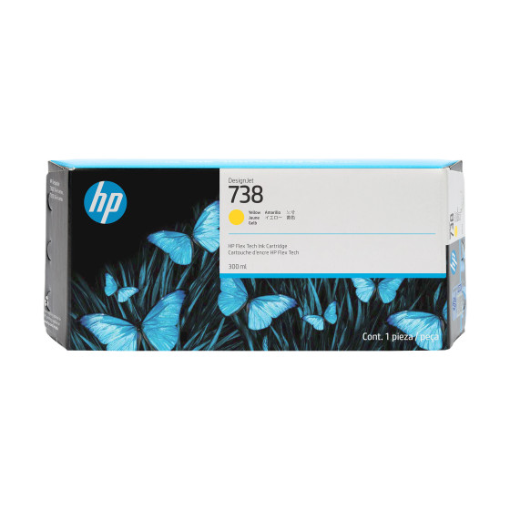 HP 738 300ml Yellow Ink Crtg pour DJ T850 3 Mois (676M8A)