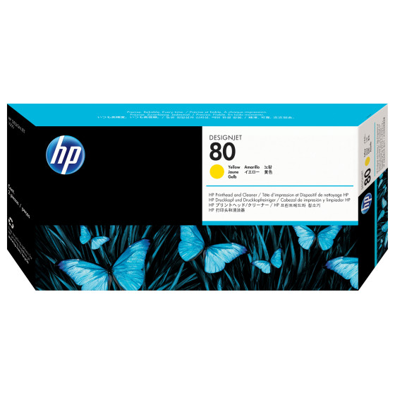 HP 80 Yellow DesignJet Printhead and Printhead Cleaner (C4823A)