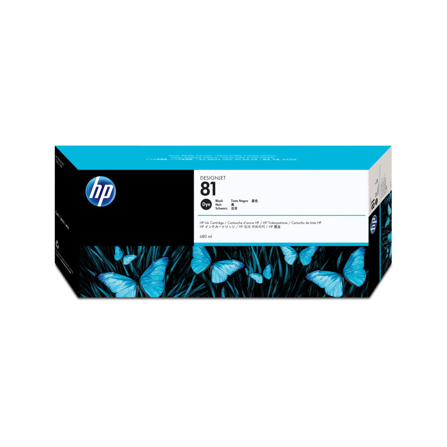 HP 81 680-ml Black DesignJet Dye Ink Cartridge (C4930A)
