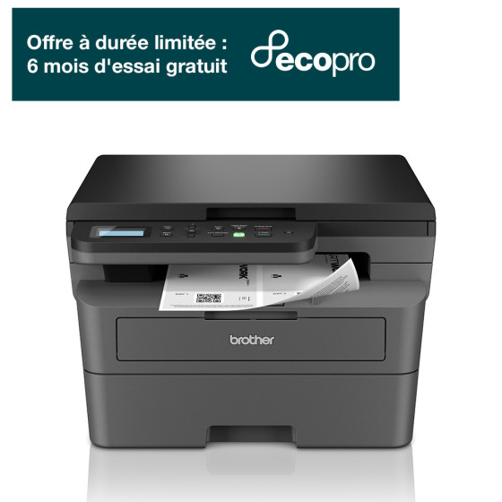 Multifonction 3-en-1 laser monochrome DCP-L2620DW avec impression recto-verso, WiFi, toner embarqué 700 pages, 32 ppm