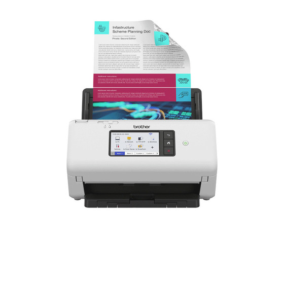 Scanner de documents bureautique, recto-verso, 40 ppm/80 ipm, chargeur ADF 80 f., Ethernet, Wi-Fi (ADS-4700W)