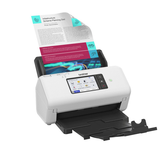 Scanner de documents bureautique, recto-verso, 40 ppm/80 ipm, chargeur ADF 80 f., Ethernet, Wi-Fi (ADS-4700W)