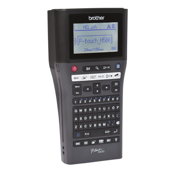 Etiqueteuse portable et connectable avec clavier AZERTY, utilise des rubans TZe de 3.5 à 24mm de large (PT-H500)