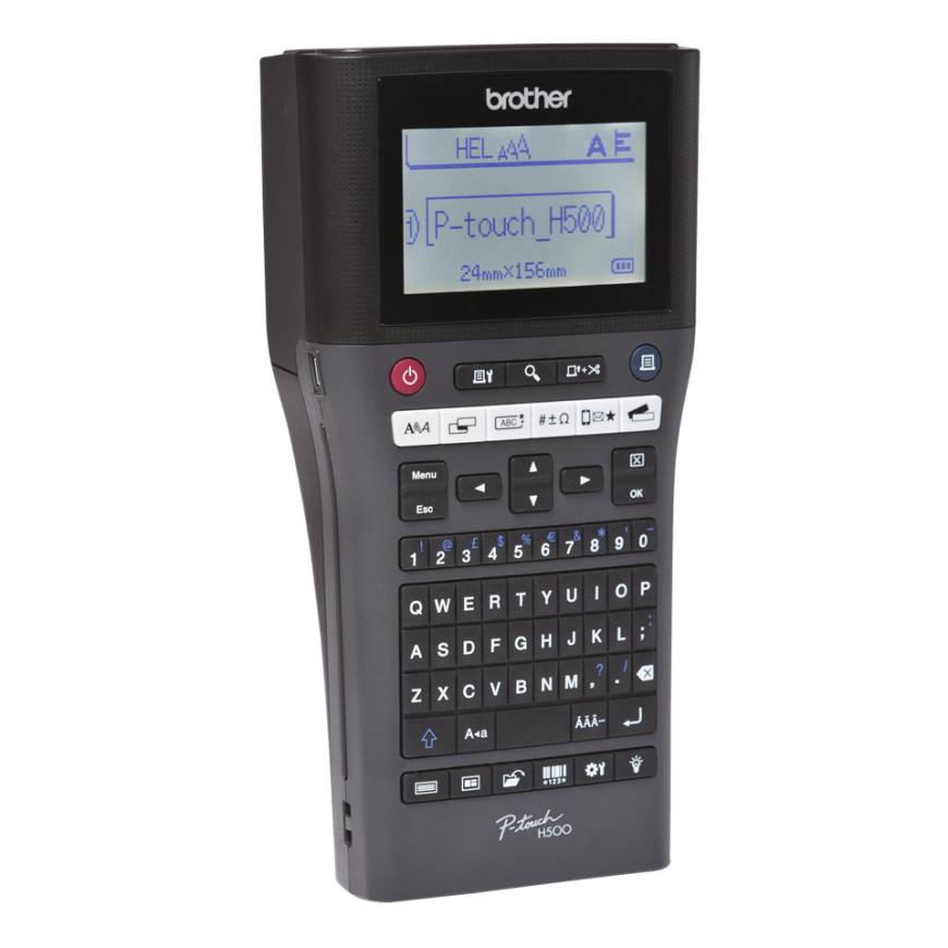 Etiqueteuse portable et connectable avec clavier AZERTY, utilise des rubans TZe de 3.5 à 24mm de large (PT-H500)