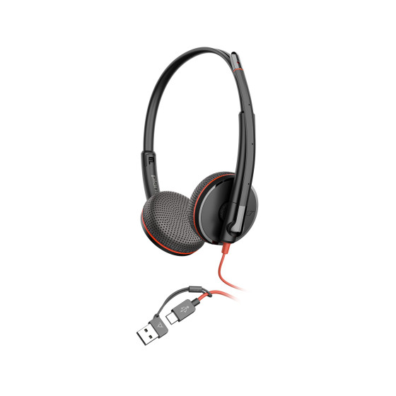 POLY Blackwire 3225 Stereo USB-C Headset +3.5mm Plug +USB-C/A Adapter (8X229AA)