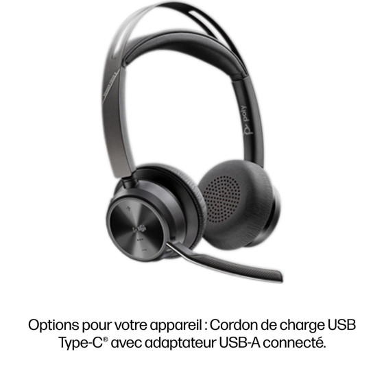 Poly Voyager Focus 2 MSTeams Certified USB-C-C Headset +USB-C/A Adapter +Charging Stand (9T9J6AA-AC3)